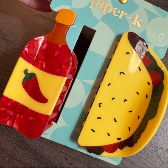Piper K Hair Claw Clips Bundle-2 pc Hot Sauce and Taco & 4 pc Summer Fruits NEW - Picture 3 of 8